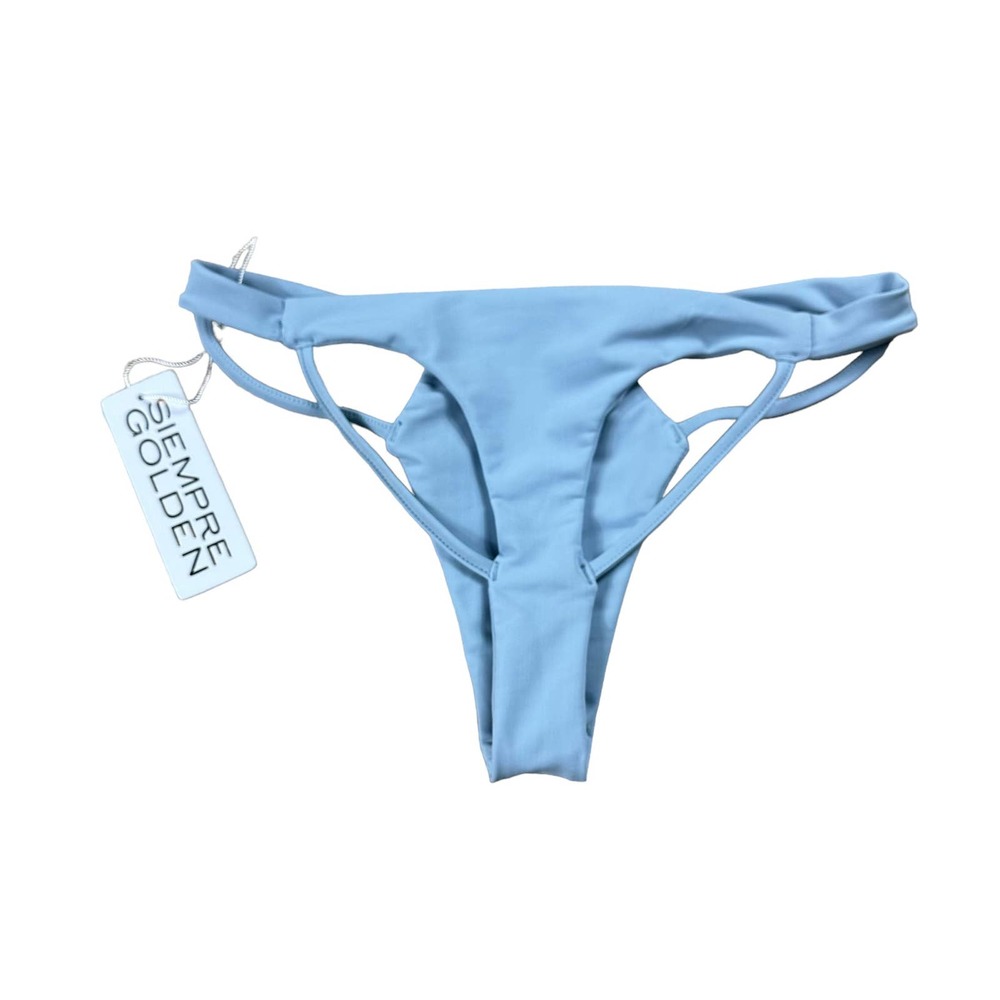 SIEMPRE GOLDEN Blue Scorpio Swimsuit Bikini Bottoms Women's Size Small Sexy